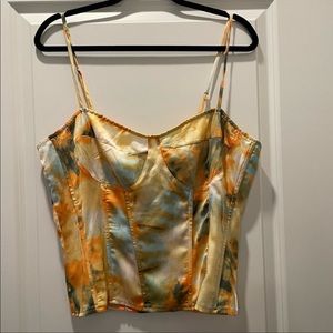 PrettyLittleThing Orange Tie Dye Corset Top